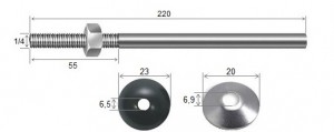 Haste Telha + Porca + Arruelas 1/4 x 220 R55 Inox-304 - 10 peas